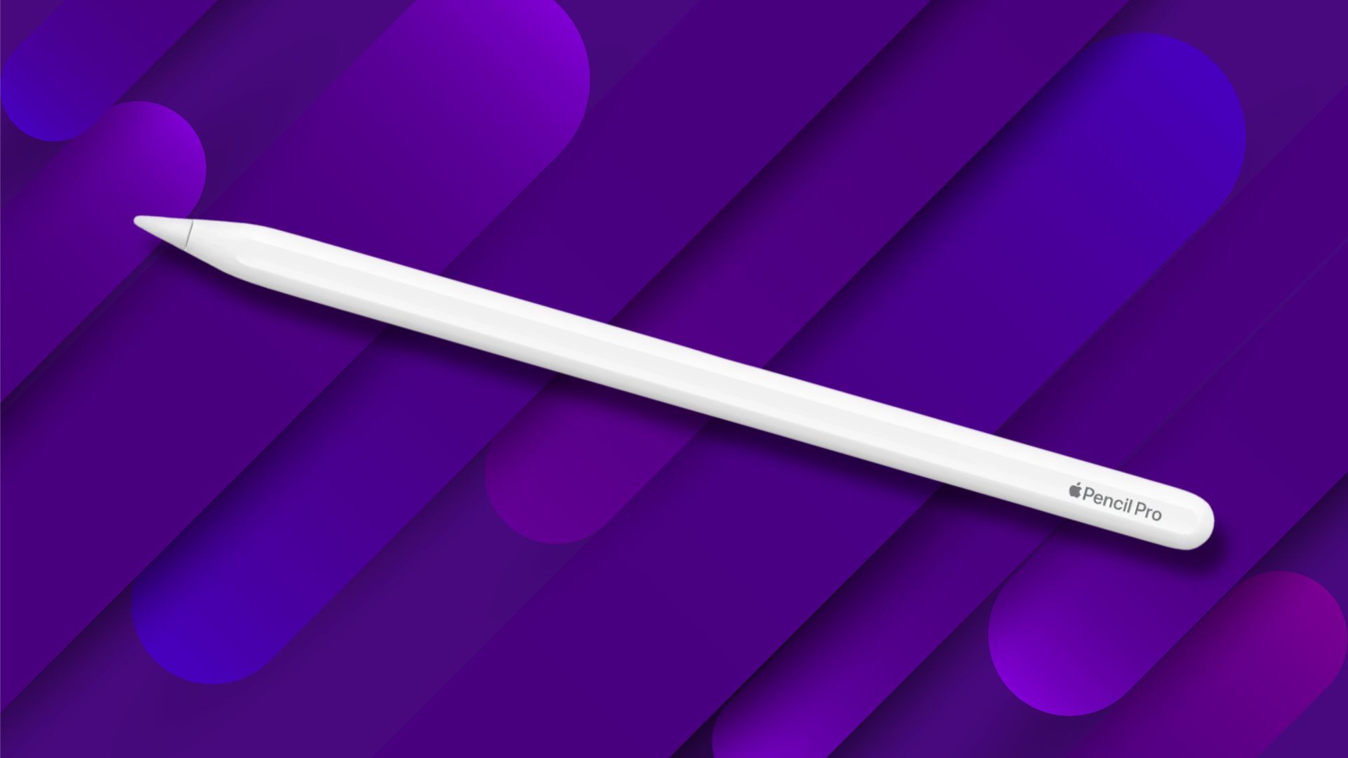 apple pencil pro on a dark purple patterned background