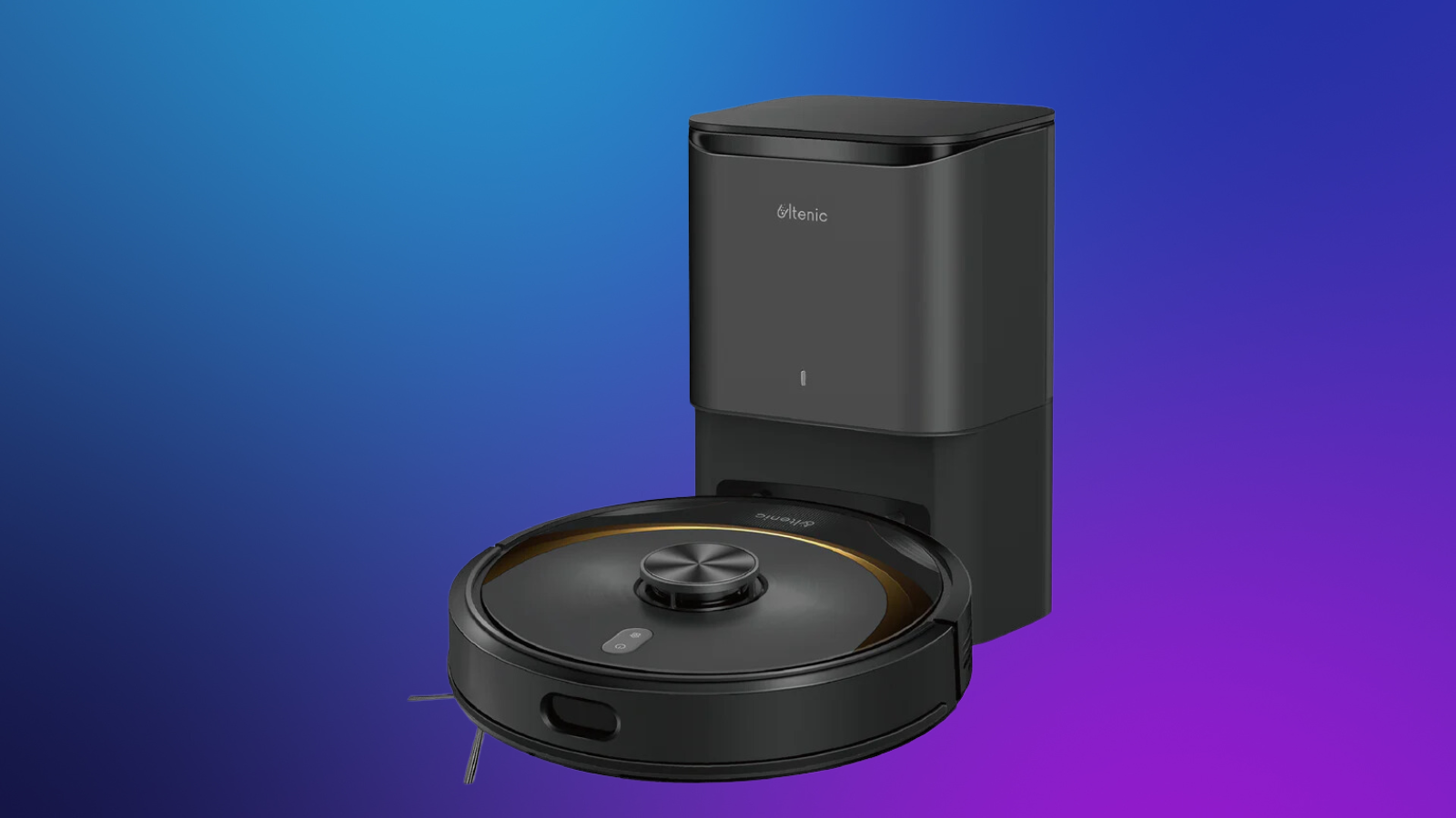 Ultenic T10 Elite robot vacuum on a purple gradient background