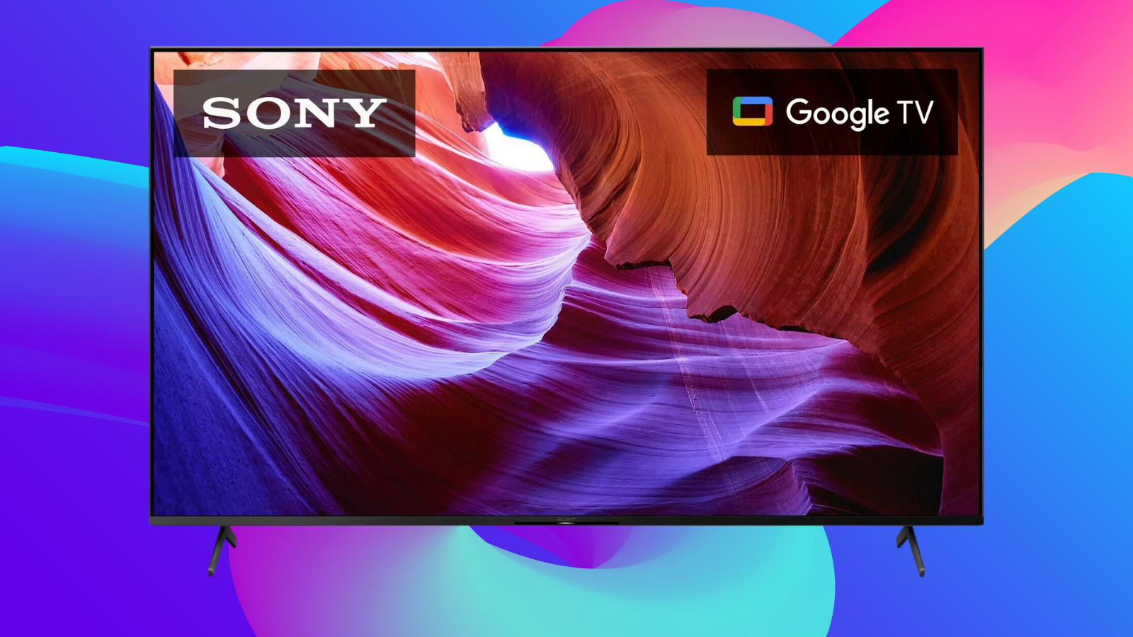 Sony X85K TV on a multicolor abstract background