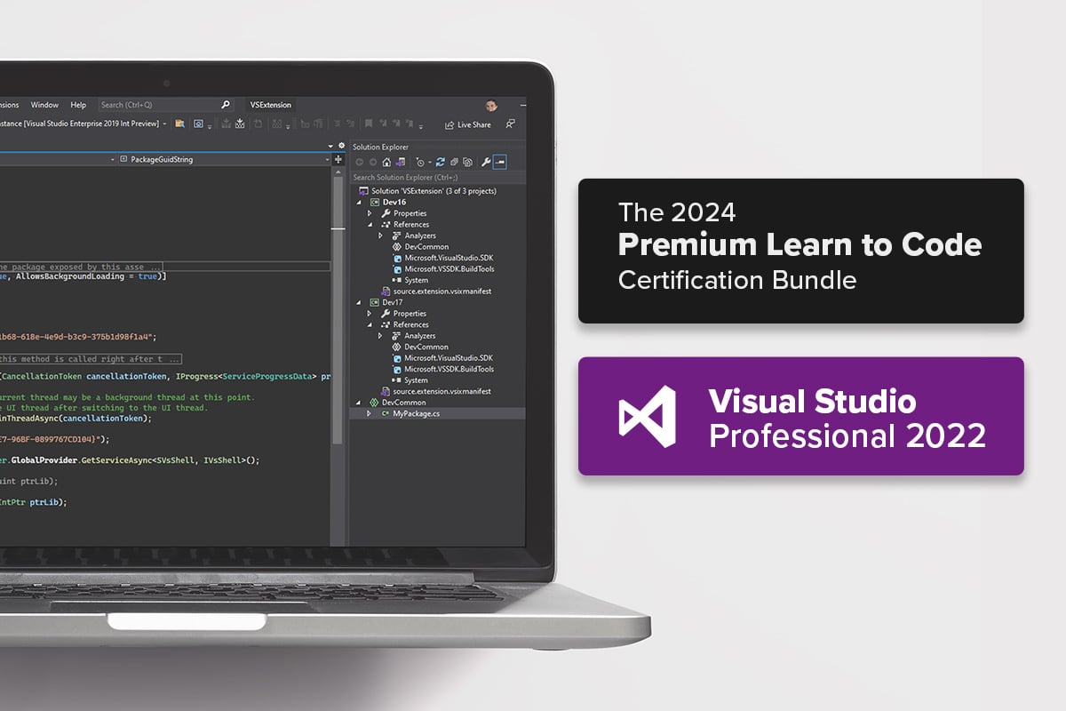 Microsoft Visual Studio Professional 2022 + The 2024 Premium Learn to Code Certification Bundle