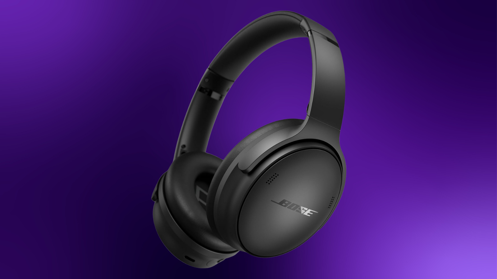 Bose QuietComfort on a purple gradient background