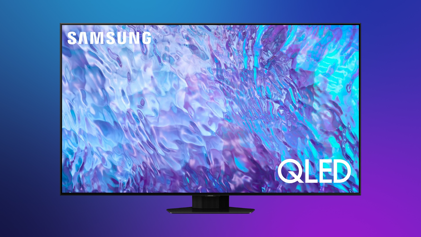 Samsung Q80C on a purple gradient background