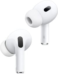 Apple AirPods Pro 2 Wireless Earbuds appear on a white background.