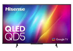 Hisense QLED TV with colorful abstract screensaver