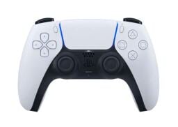 A PlayStation 5 DualSense Wireless Controller appears on a white background. 