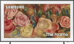 65-inch samsung the frame tv on a white background