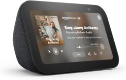 charcoal amazon echo show 5 on a white background