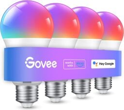A pack of four Govee smart bulbs appears on a white void.