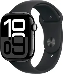 Black Apple Watch Series 10 with time on screen