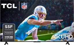 tcl 65-inch tv with football player on screen