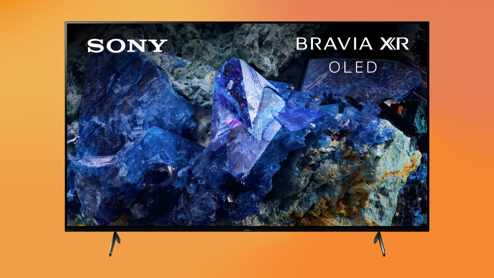 Sony BRAVIA XR A75L 65-inch OLED 4K TV on an orange gradient background