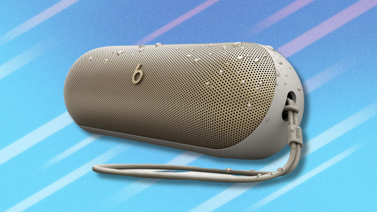 Beats Pill speaker on light blue background