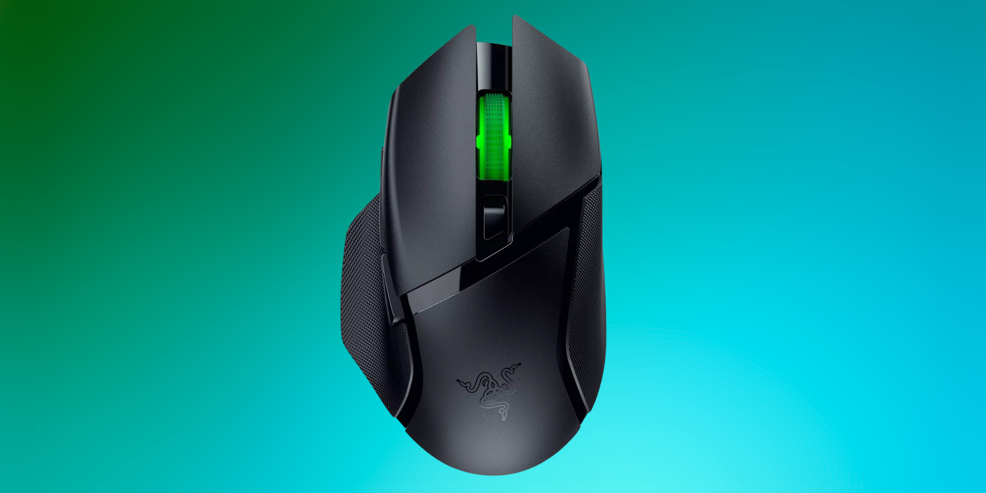 Razer Basilisk V3 X on a green gradient background