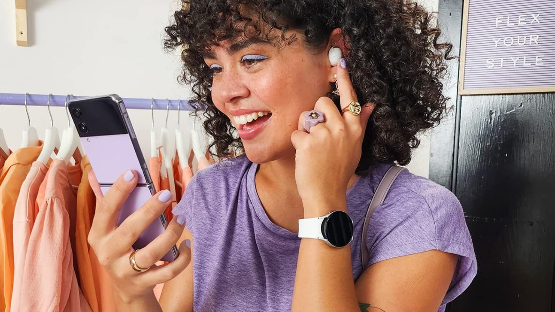 A person wearing Samsung Galaxy Buds2 Pro