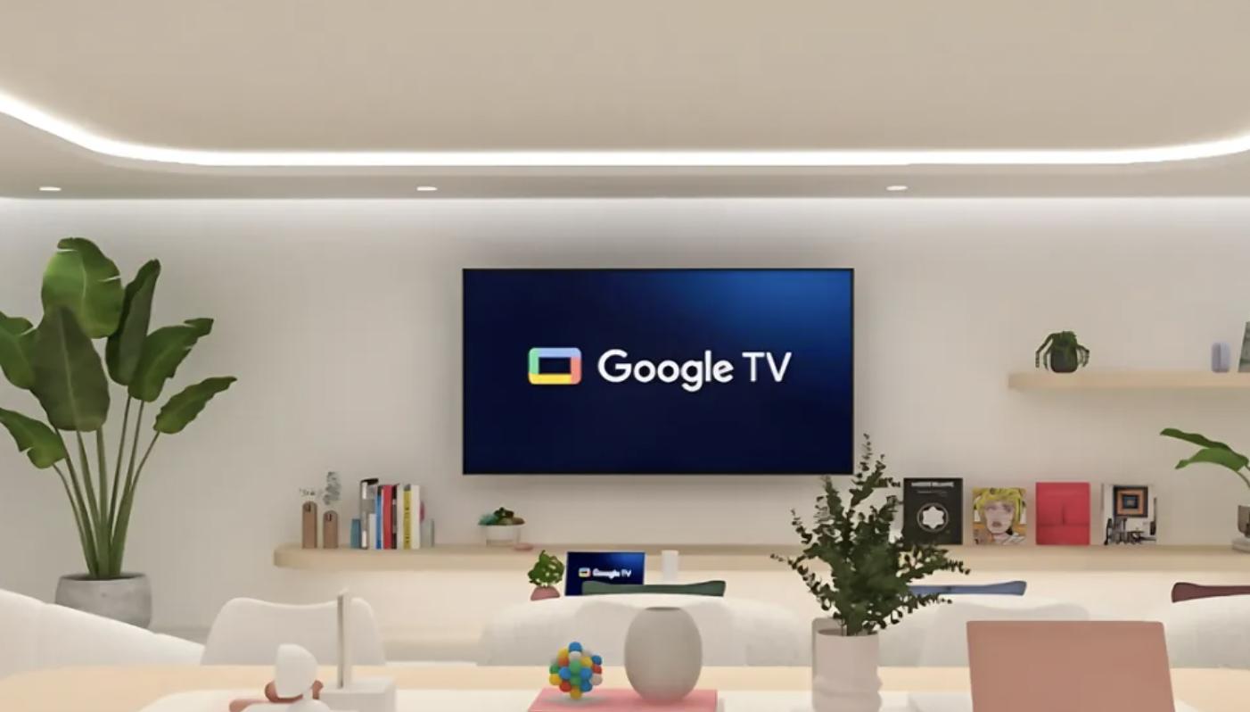 a google tv in a brightly lit living room