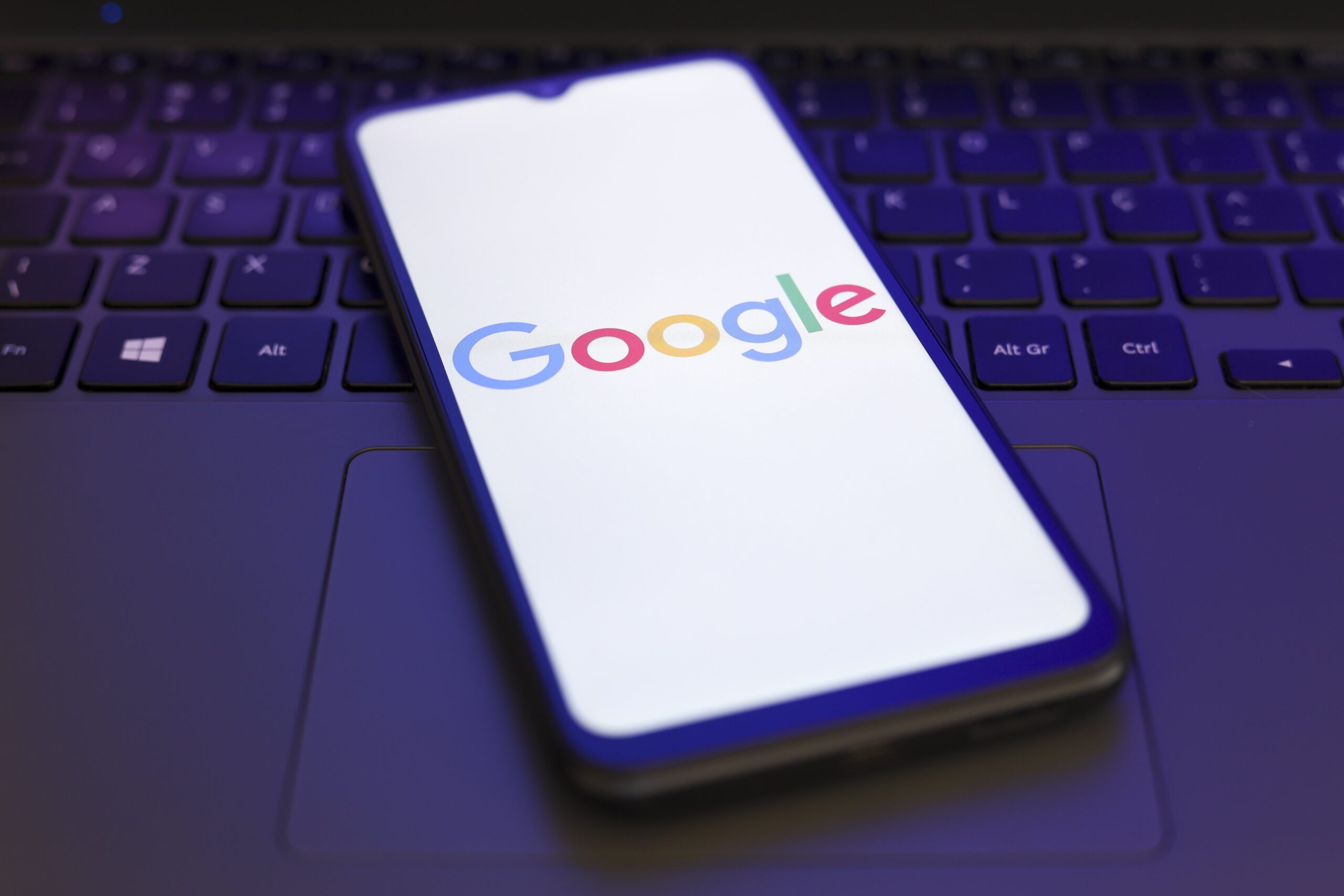 Google logo on mobile device