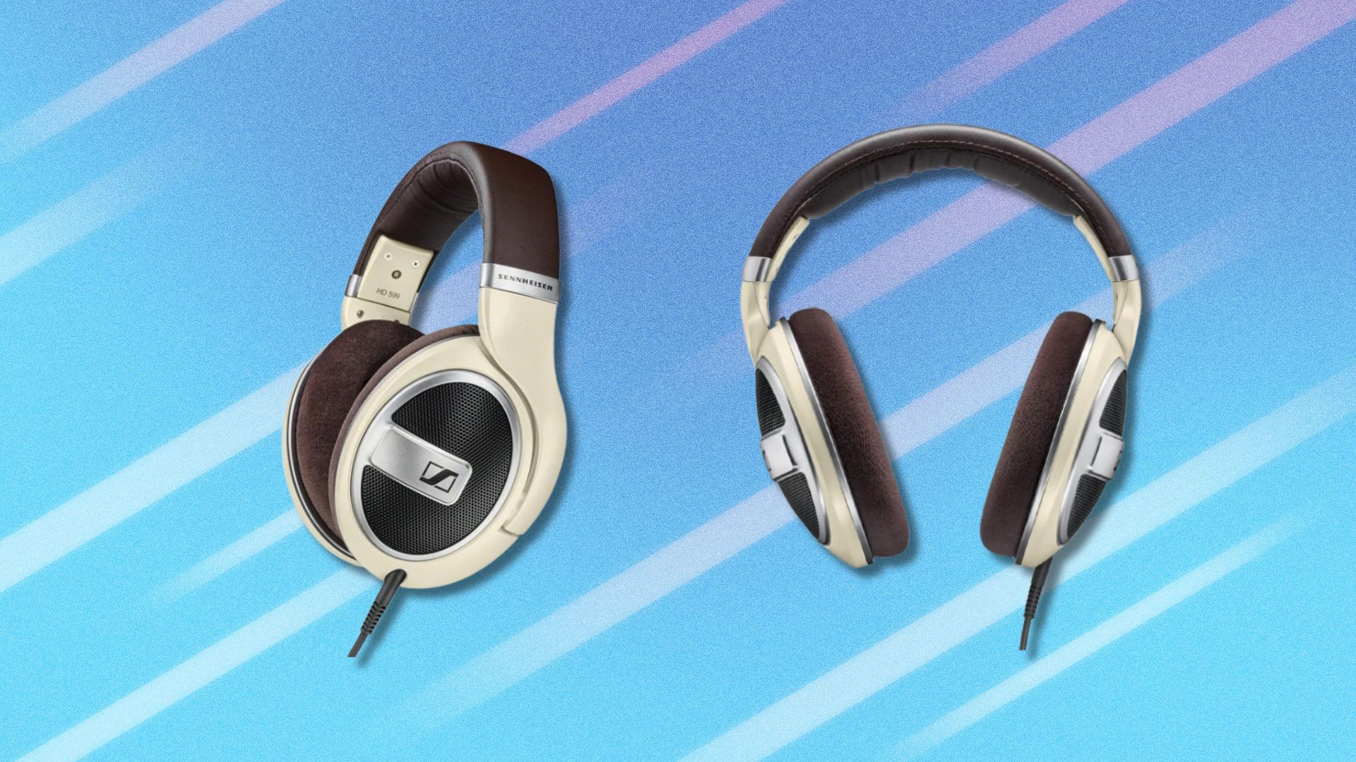 the sennheiser hd 599 headphones on a blue background