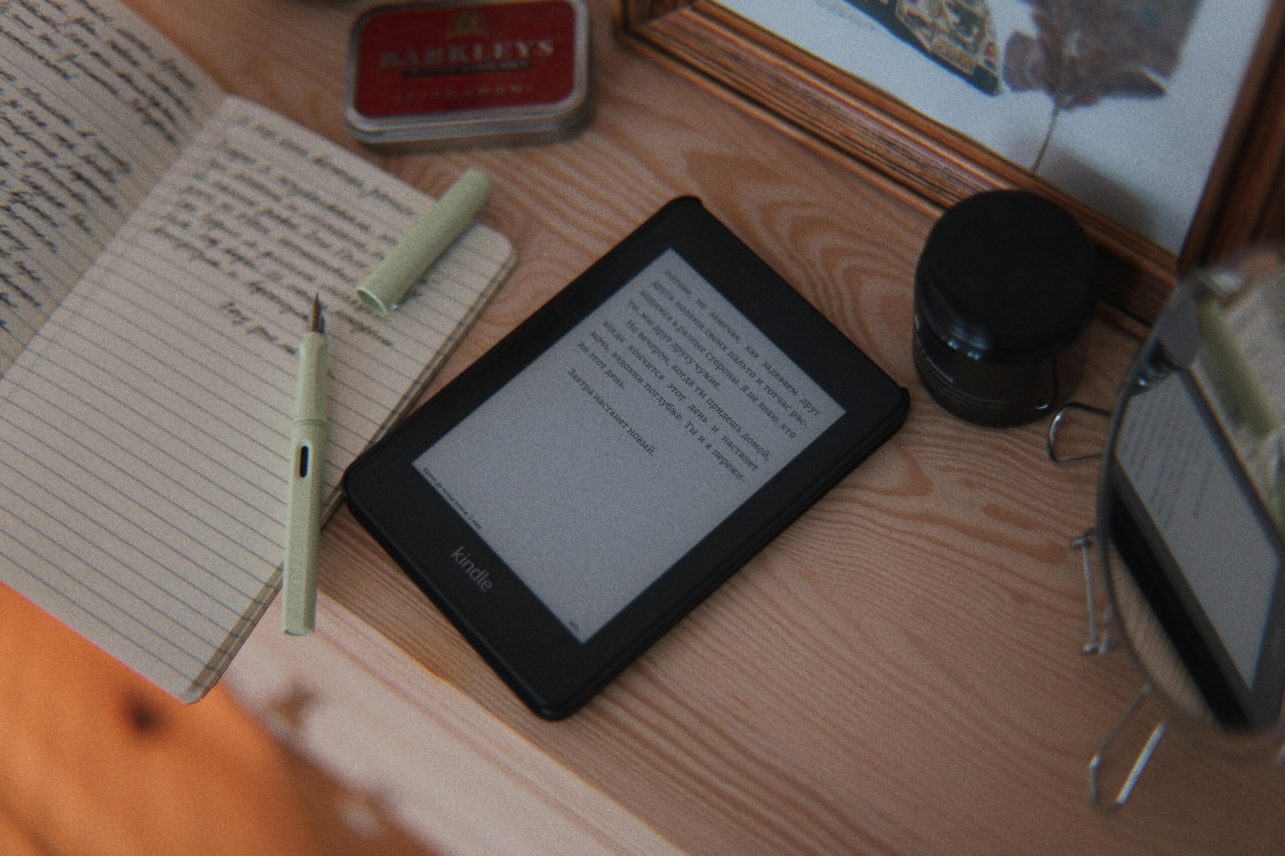 Kindle on table