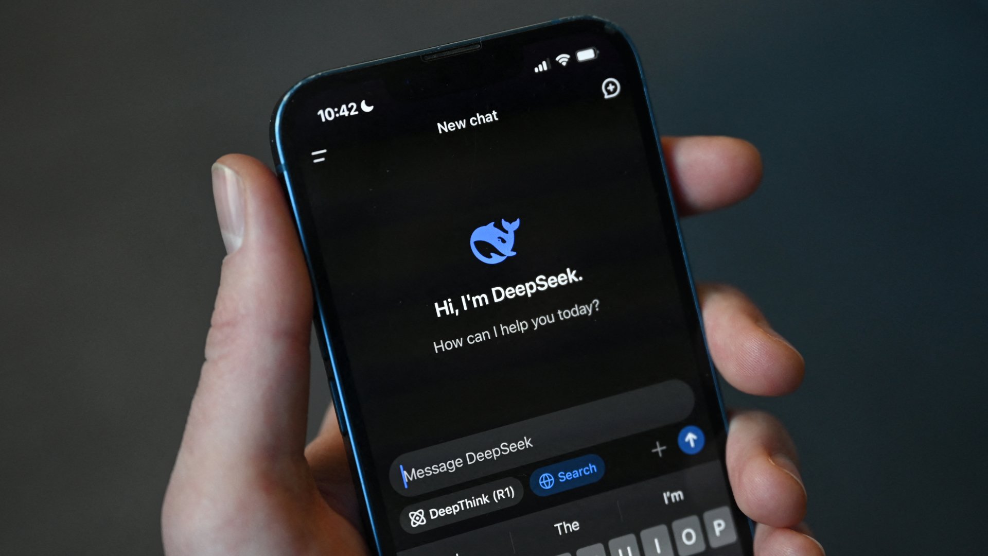 DeepSeek app shown on a smartphone