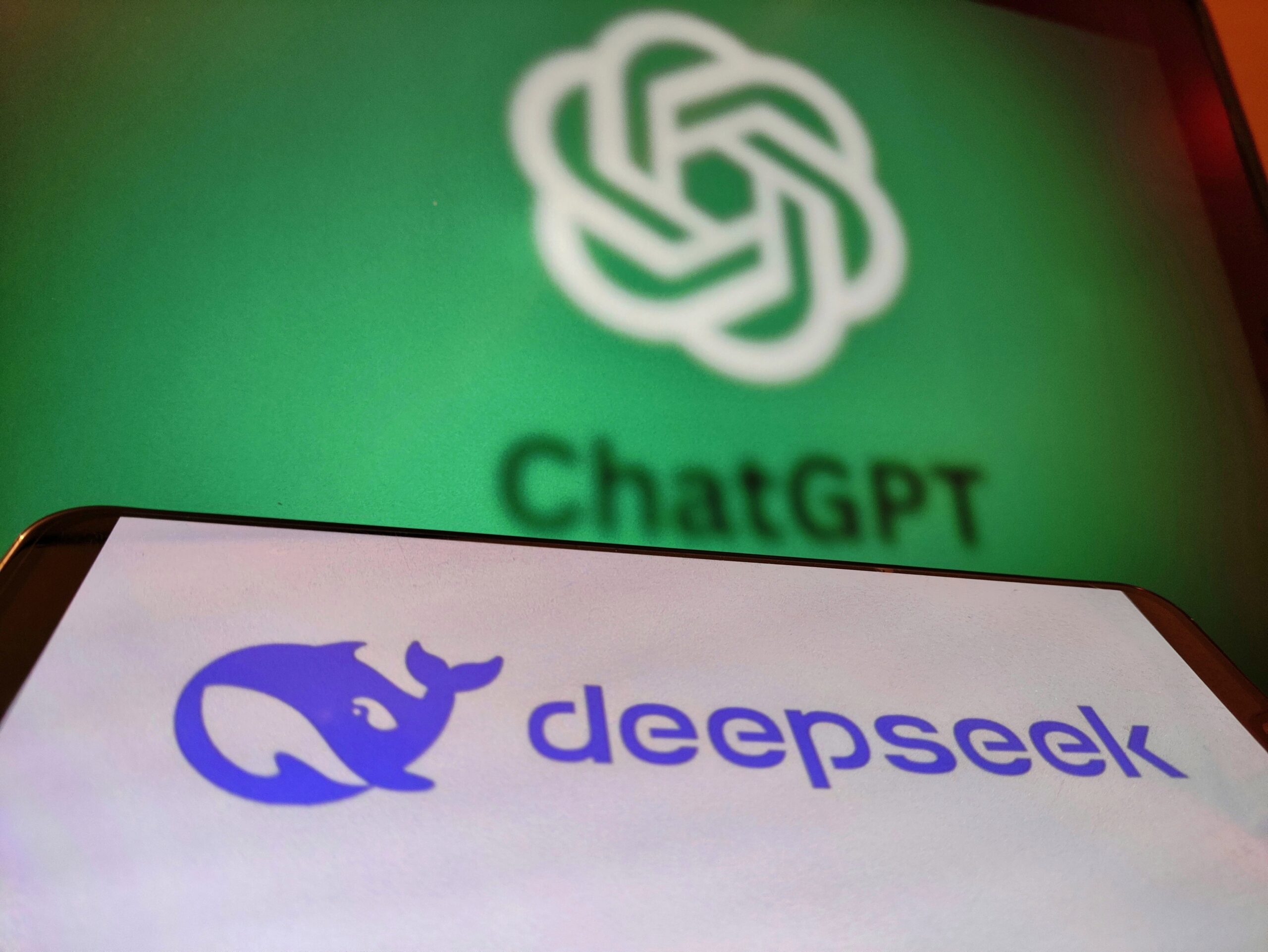 DeepSeek and ChatGPT logos