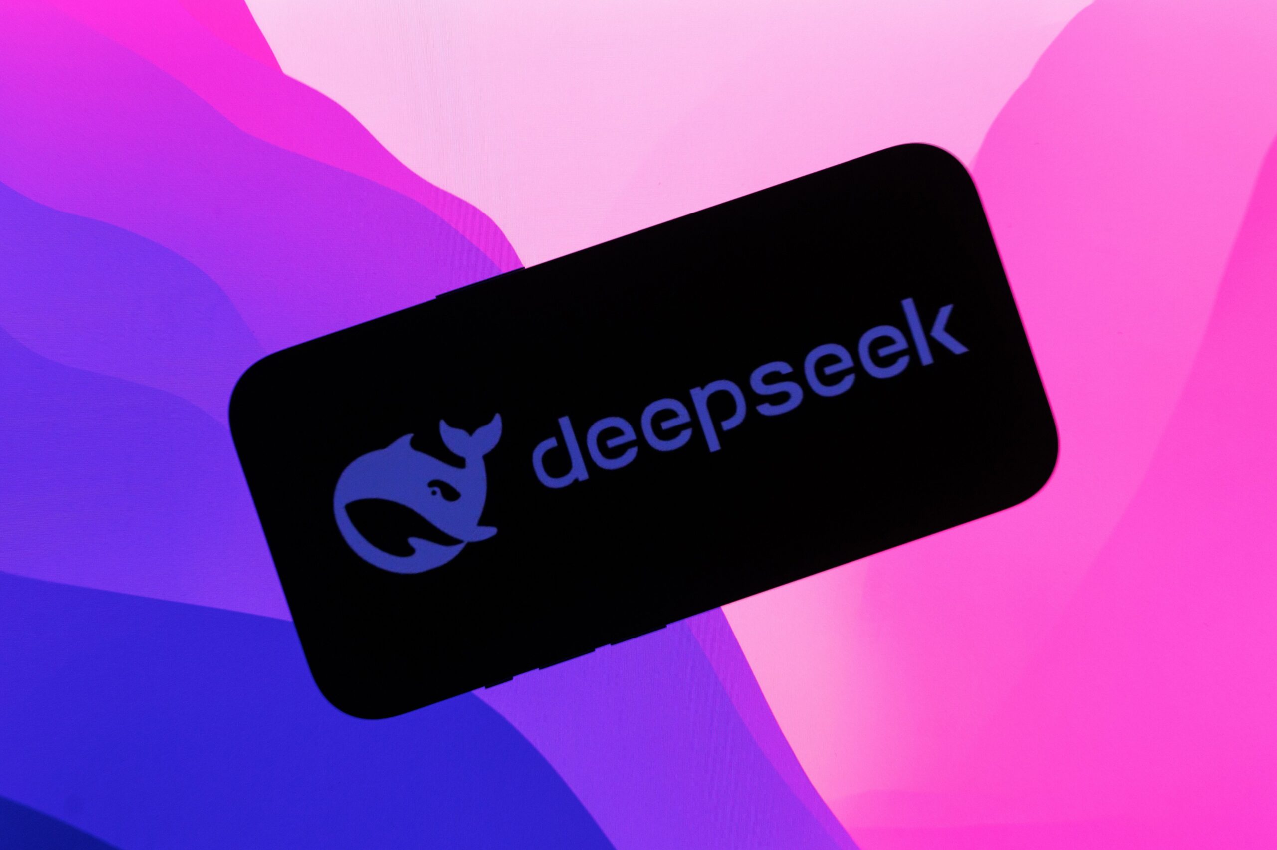 A DeepSeek artificial intelligence app logo on a mobile