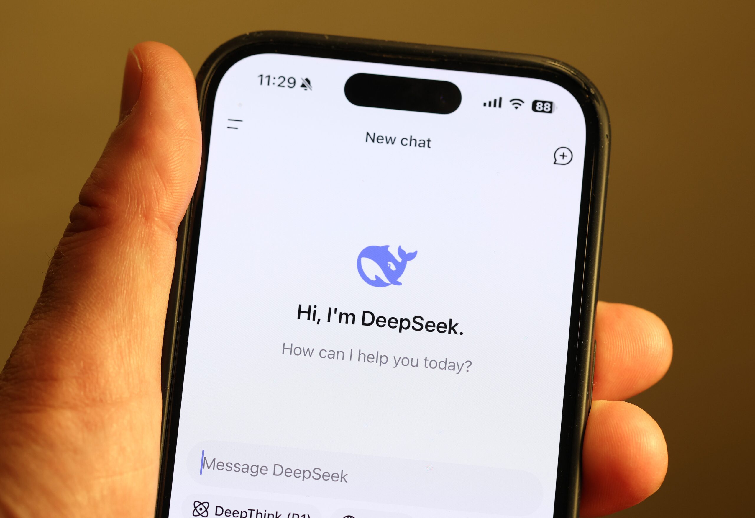 The DeepSeek app is displayed on an iPhone screen on January 27, 2025 in San Anselmo, California. Newly launched Chinese AI app DeepSeek has surged to number one in Apple's App Store and has triggered a sell-off of U.S. tech stocks over concerns that Chinese companies' AI advances could threaten the bottom line of tech giants in the United States and Europe.