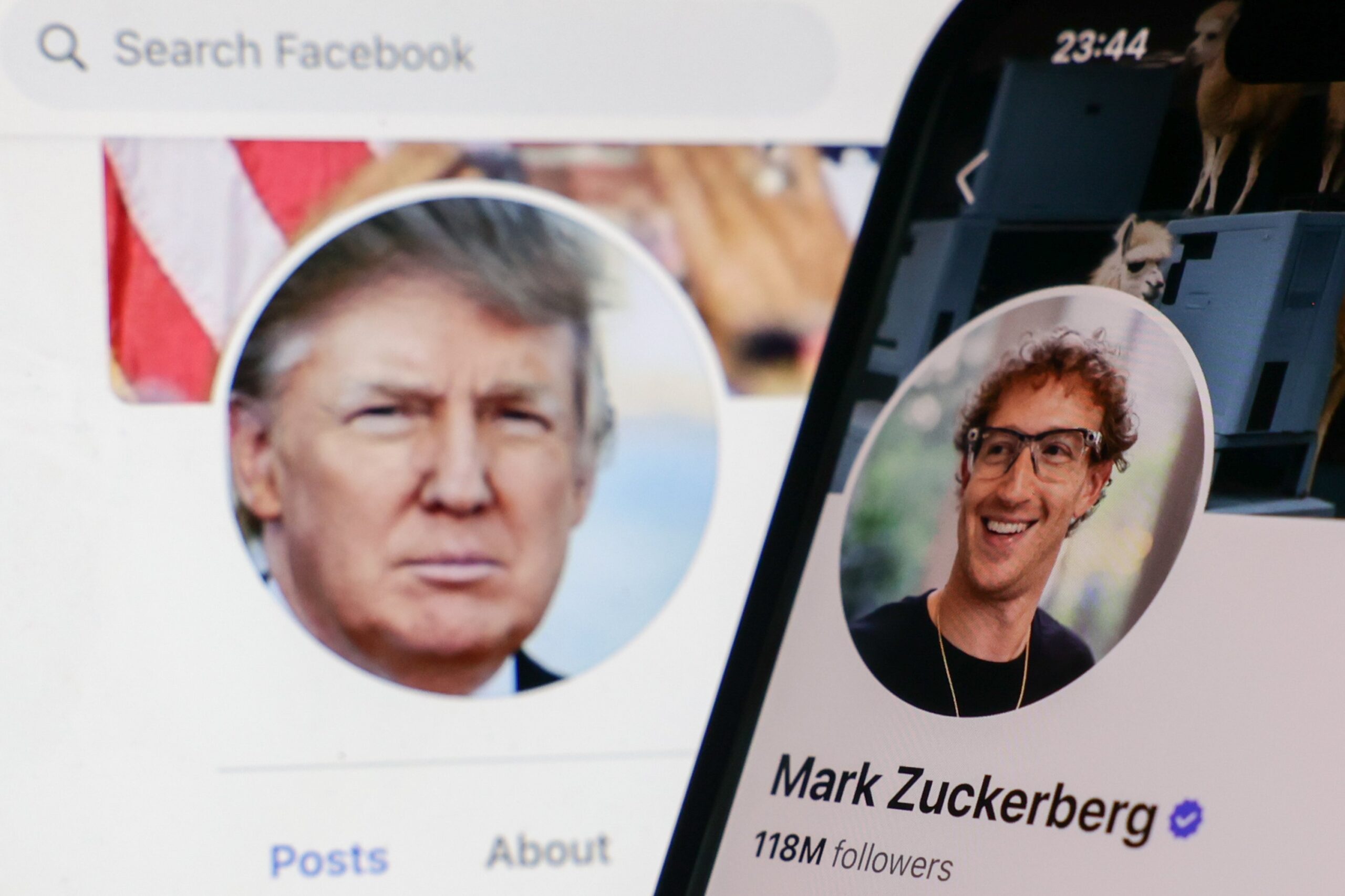 Mark Zuckerberg and Donald Trump on Facebook