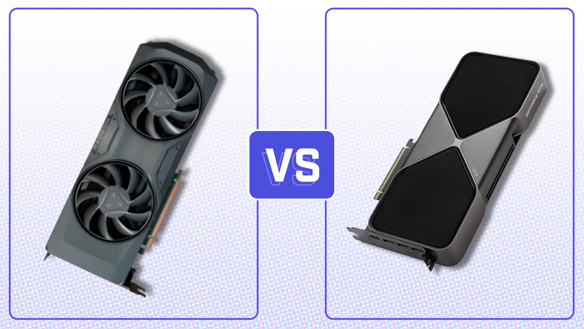 A graphic comparing an AMD GPU and a Nvidia GPU