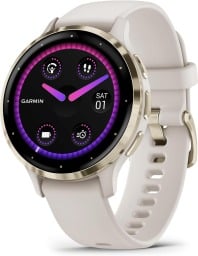 the garmin venu 3s smartwatch in an ivory colorway