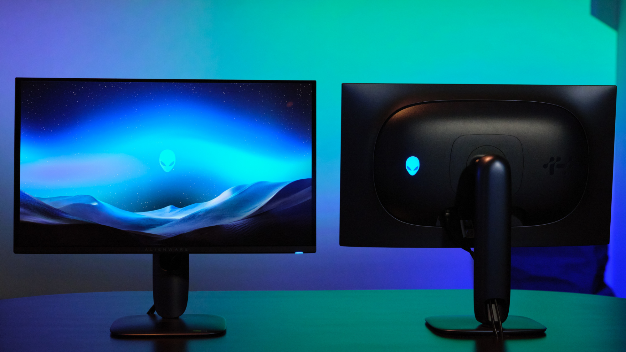 The Alienware 27 4K monitor from the front and back.