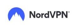 The NordVPN logo appears on a white showing a white mountain in a blue orb.