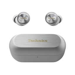 panasonic technics az100 earbuds in silver with charging case