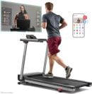 man running on Sunny Health & Fitness Premium Foldable Treadmill