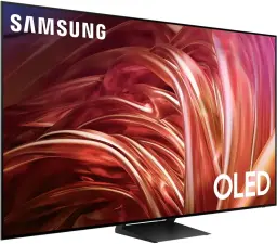 samsung s85d oled 4k tv angled on a white background