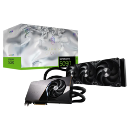 MSI RTX 5090 SUPRIM LIQUID 32GB GDDR7 GPU on a white background