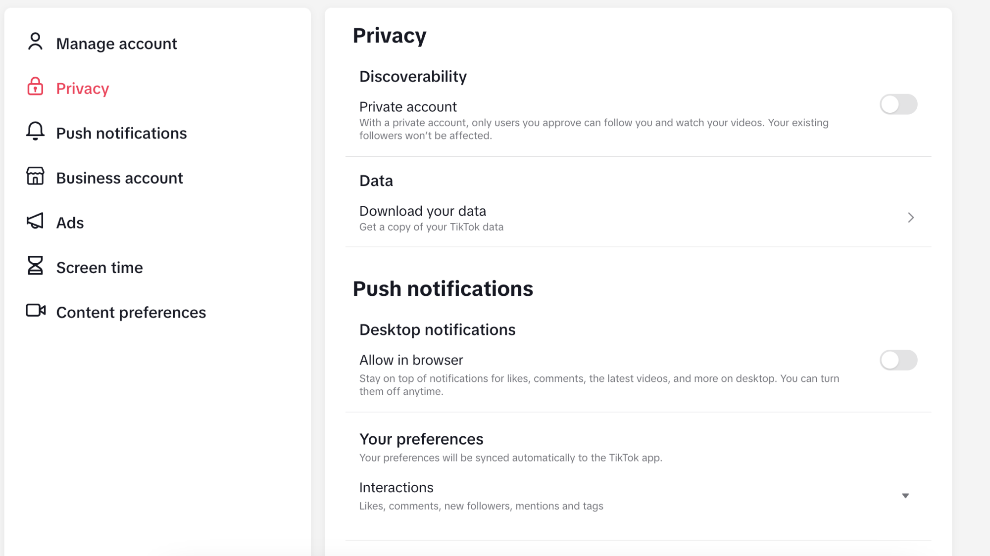 TikTok privacy