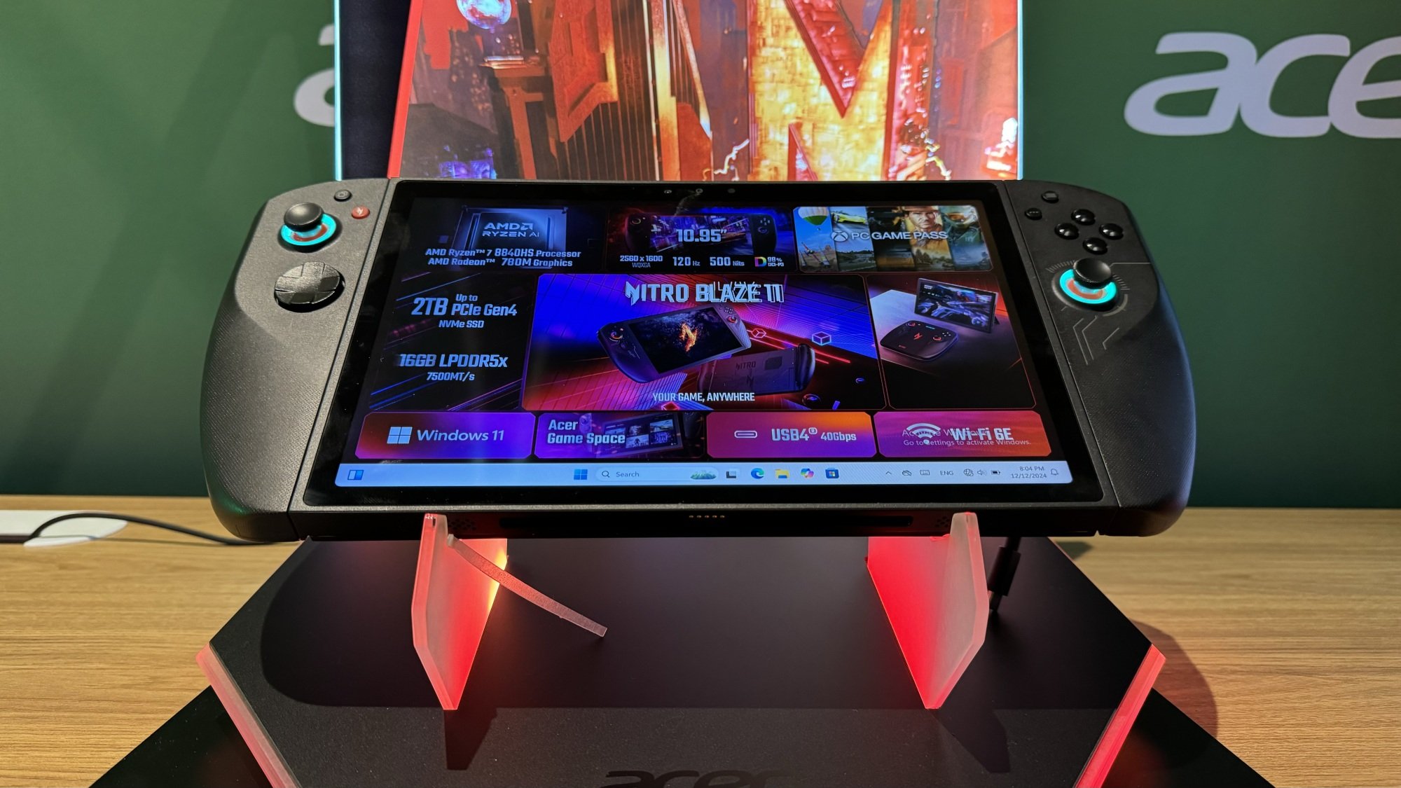 the acer nitro blaze 8 on a pedestal