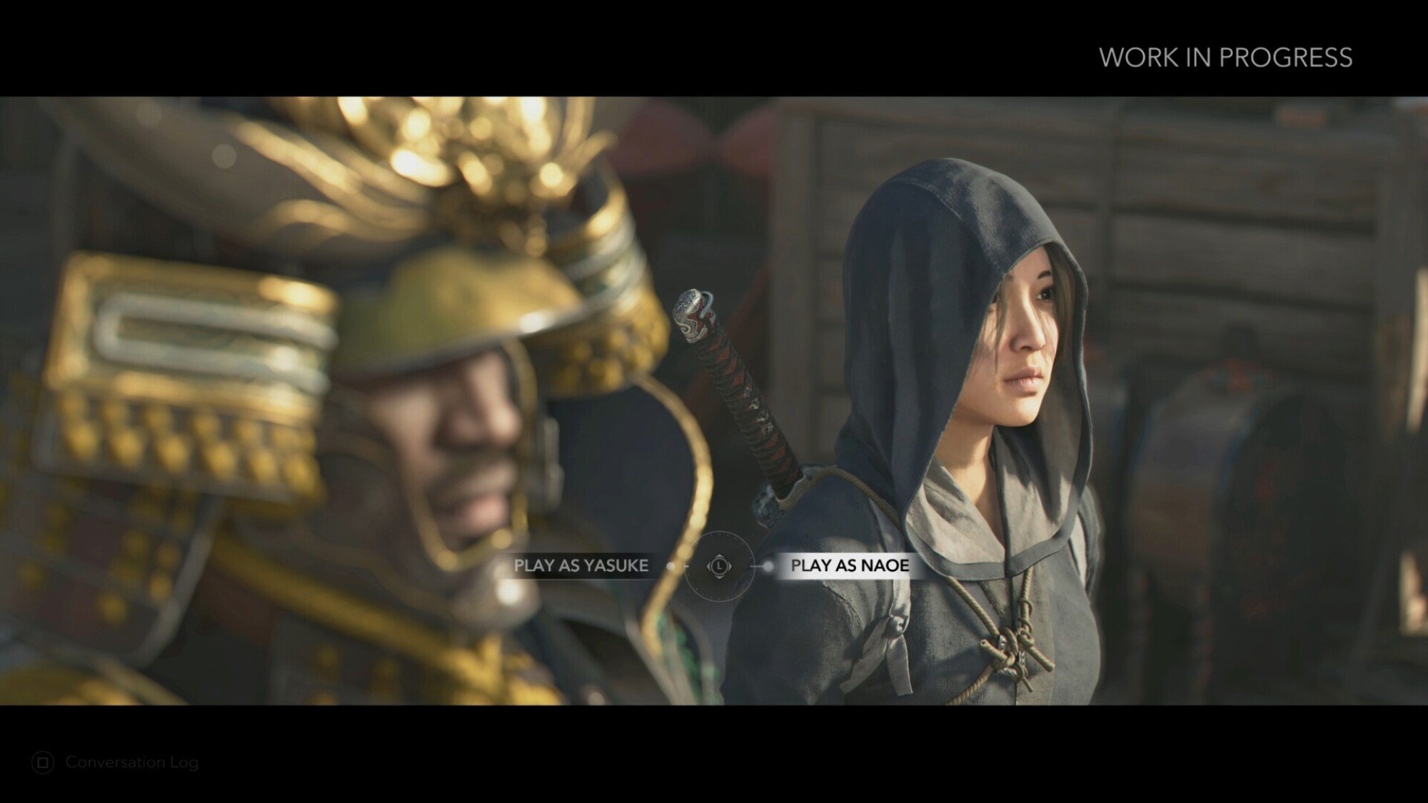 Character selection screen in Assassin's Creed Shadows