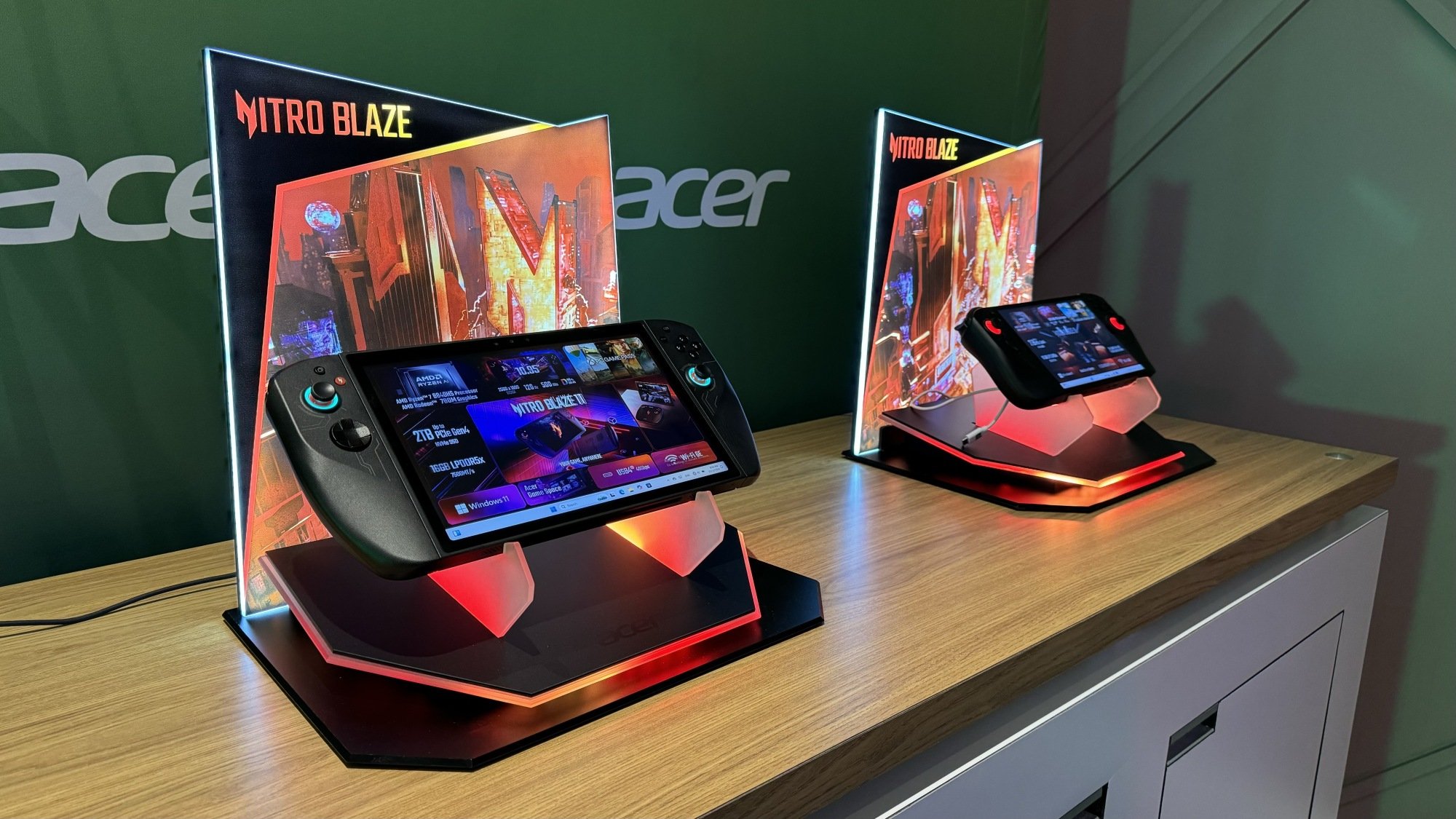 acer nitro blaze 11 and nitro blaze 8 on pedestals