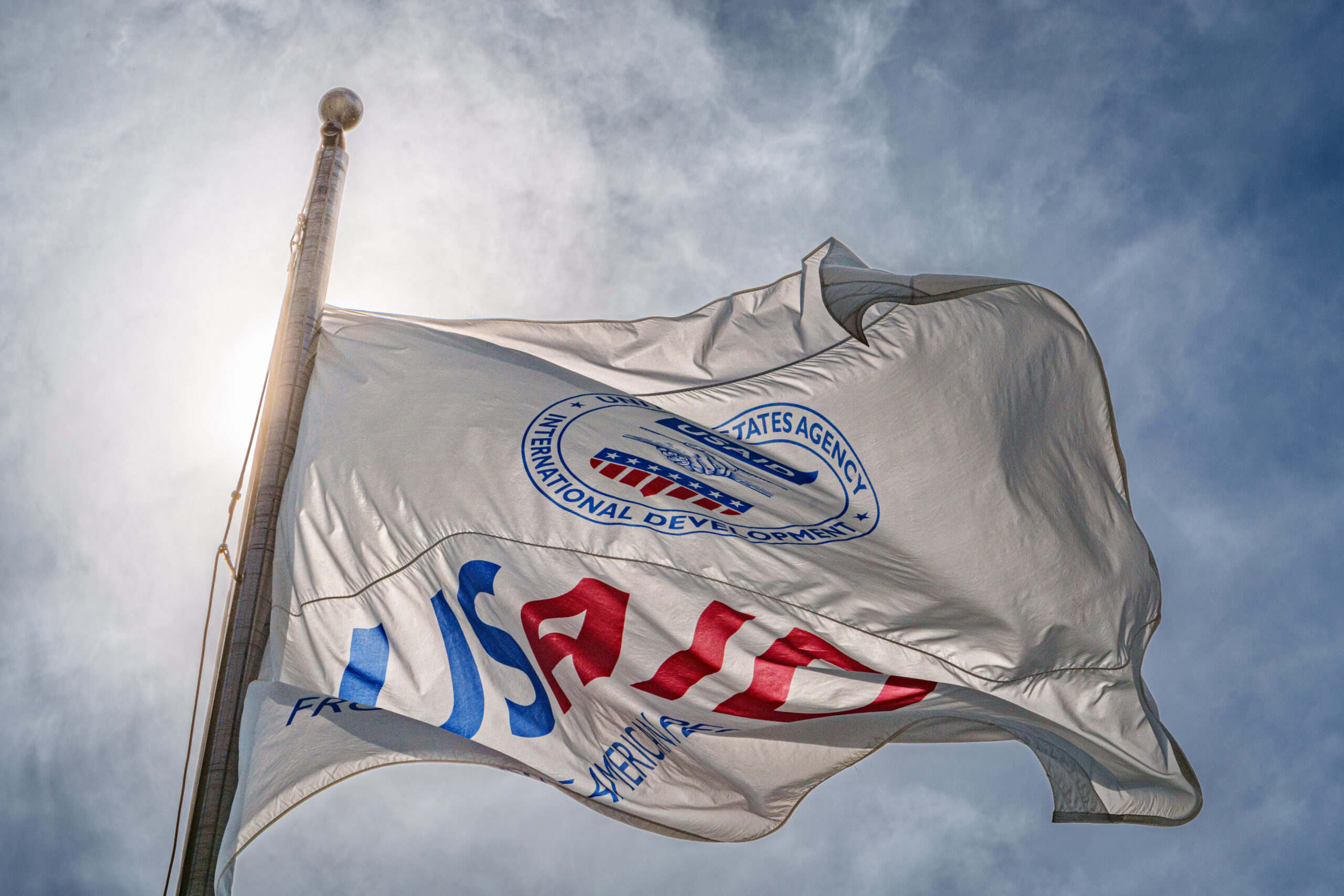  The U.S. Agency of International Development (USAID) flag flies in front of the agencys headquarters building 