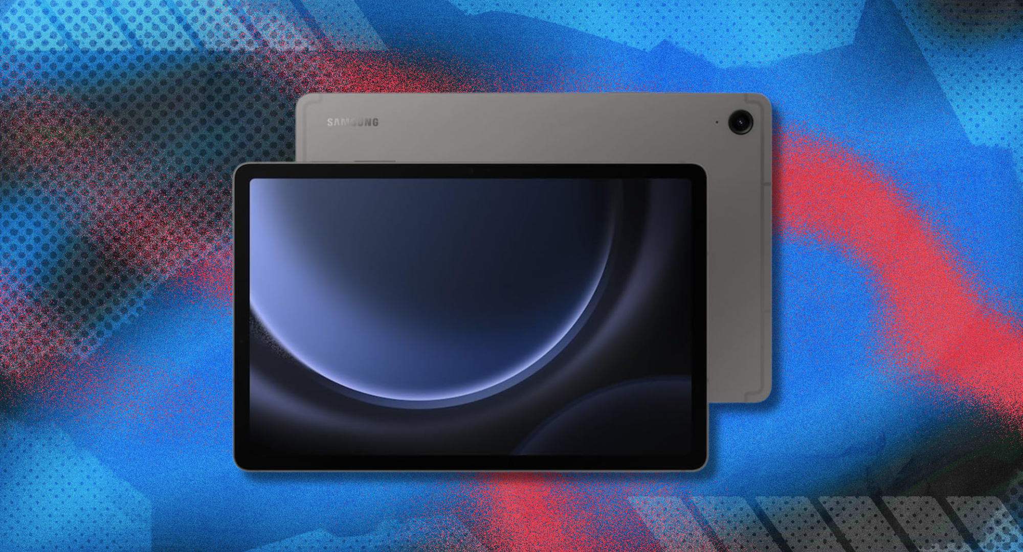 Front and back view of the Samsung Galaxy Tab S9 FE tablet.