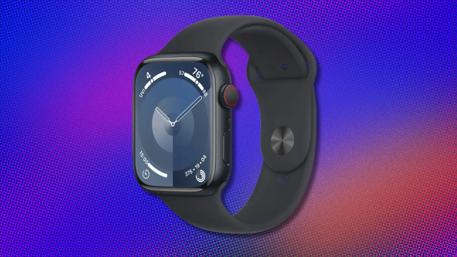 Apple Watch Series 9 on blue and orange abstract background