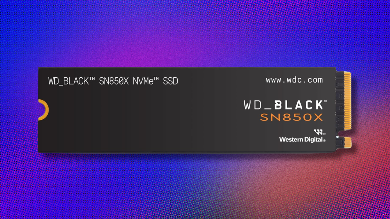 WD Black 8TB Internal Gaming SSD on blue and orange abstract background