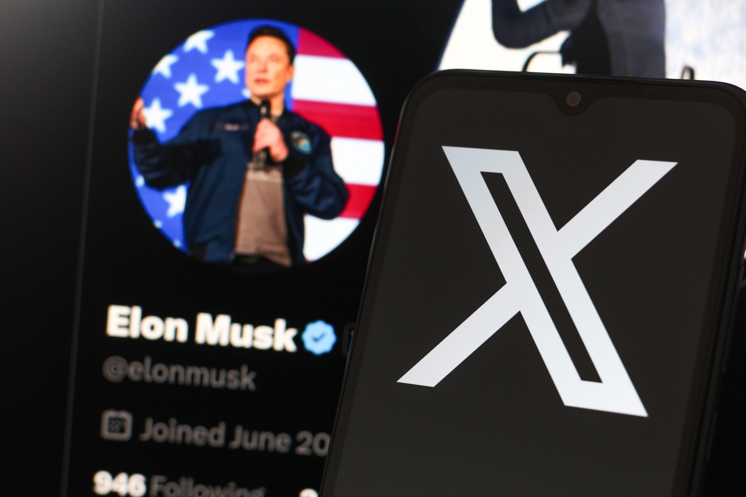 Elon Musk and X logo