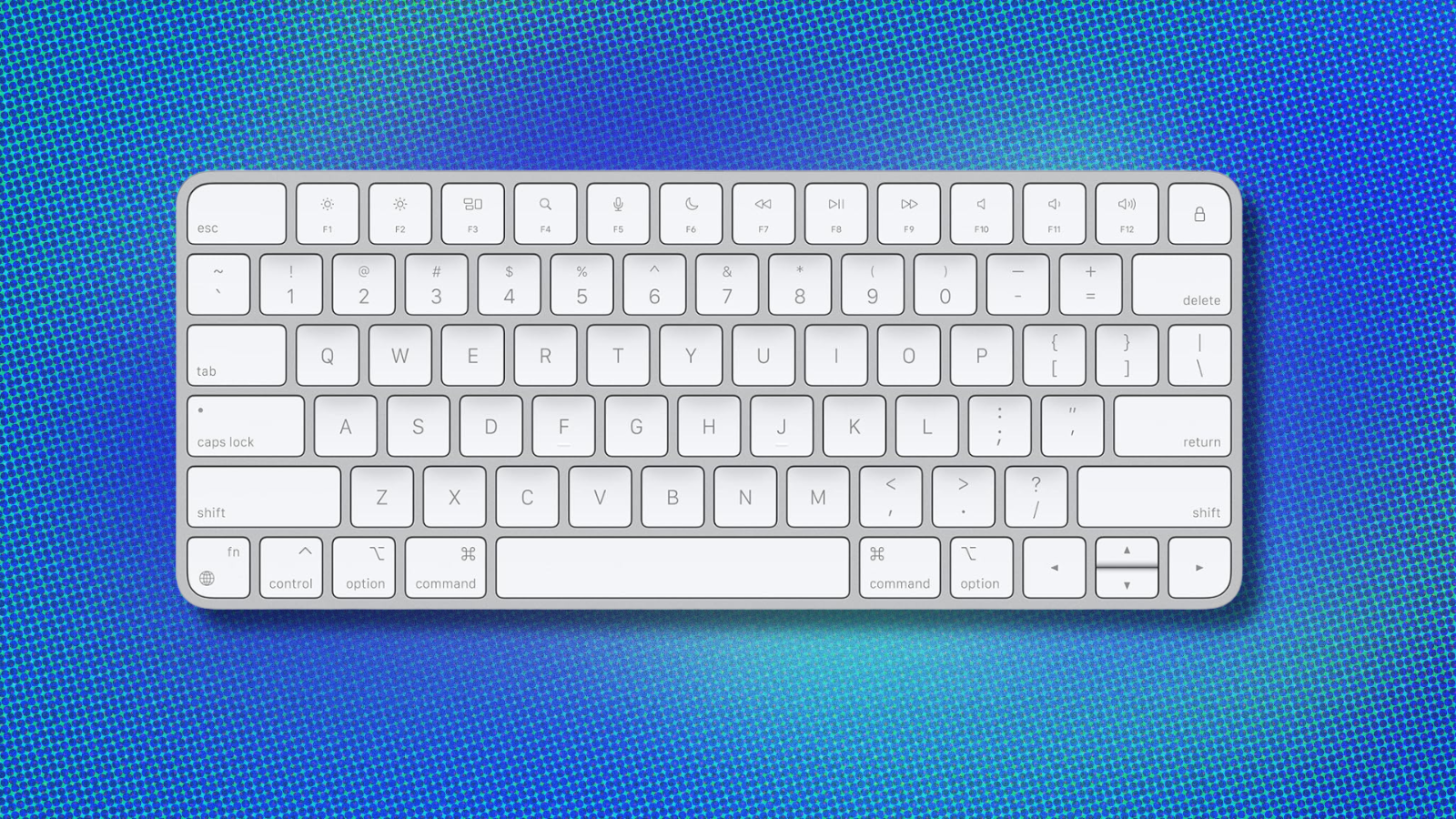 Apple Magic Keyboard on blue abstract background