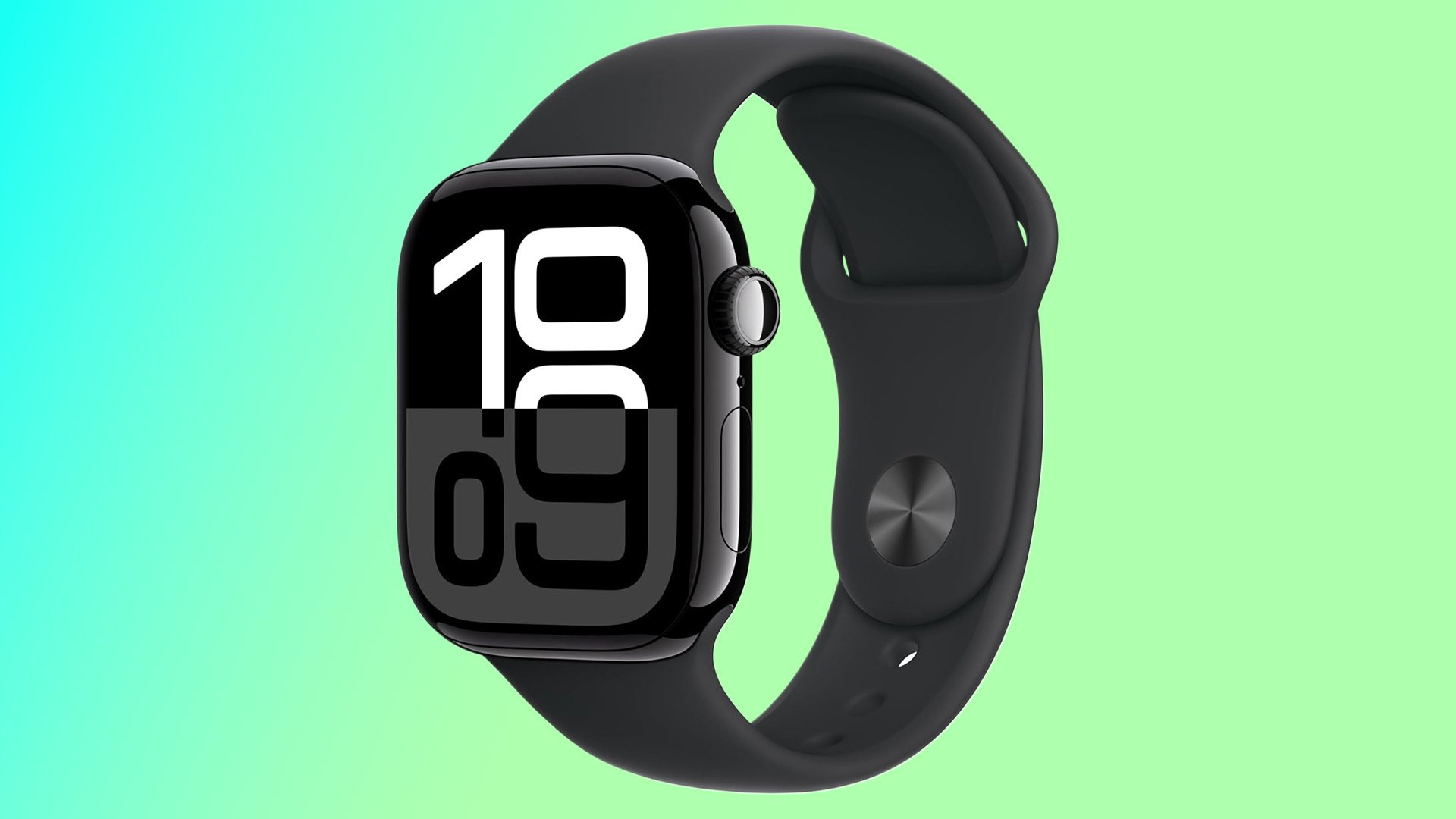 Apple Watch Series 10 on a blue to green background