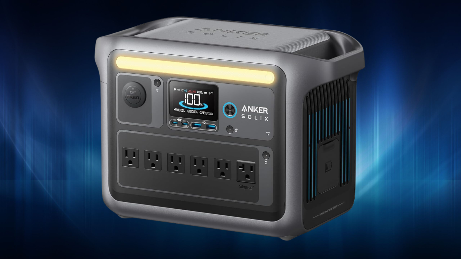 Anker SOLIX C1000 on a blue aura background