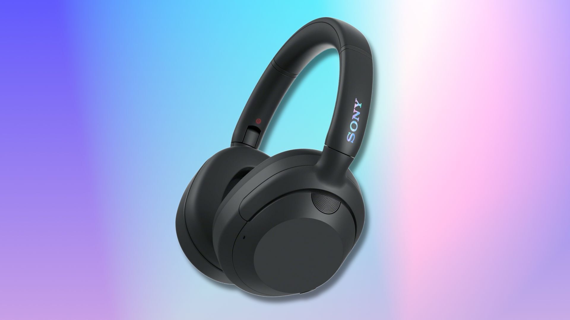 black sony ult wear headphones on a purple and blue gradient background