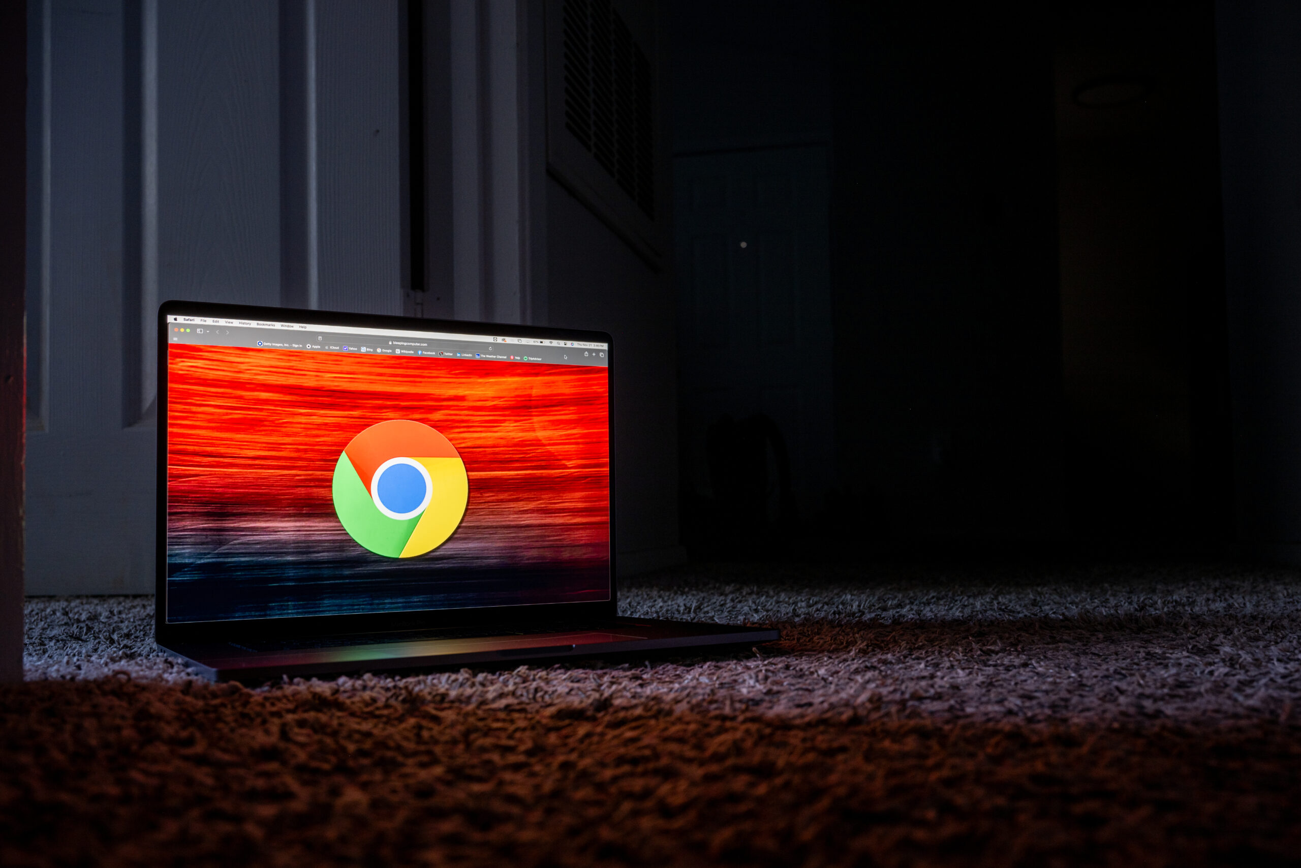 Google Chrome logo on laptop