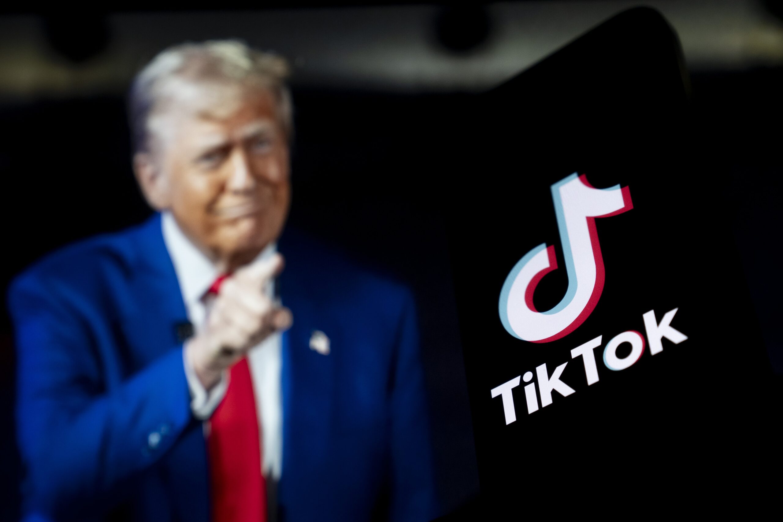 Donald Trump and TikTok logo